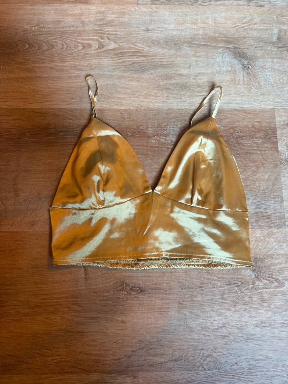 SHEIN Shiny Gold Satin Going Out Top